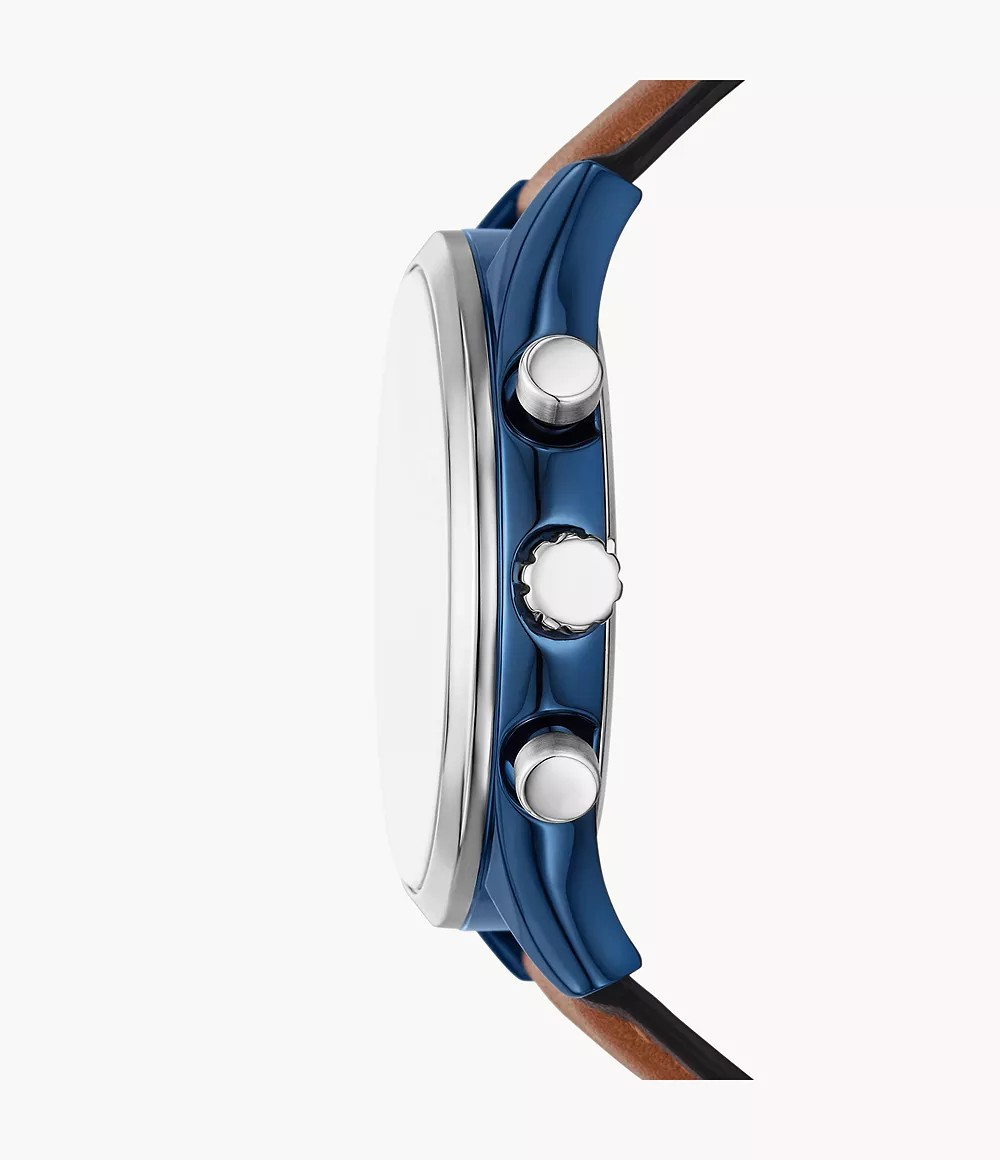 Reloj de caballero Fossil multifunción Fenmore de cuero marrón