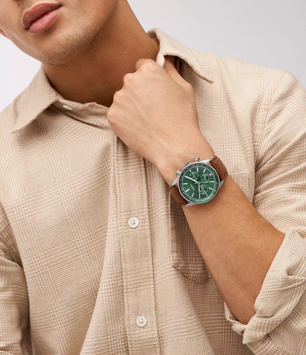 Reloj de caballero Fossil de cuero Sullivan Multifunction Brown LiteHide™