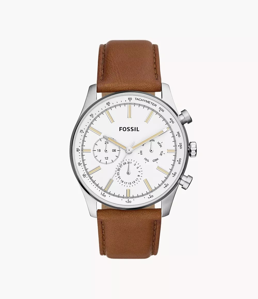 Reloj de caballero Fossil Sullivan Multifunción de Cuero Marrón