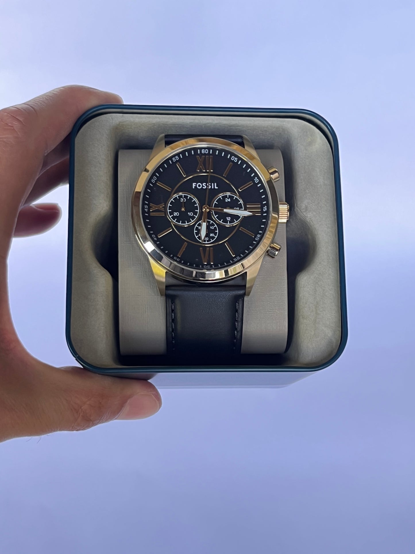 Reloj de caballero Fossil Flynn Chronograph de cuero negro