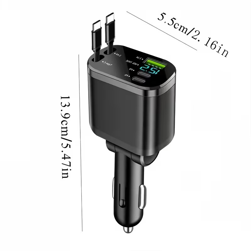 Cargador Rápido para Auto 5 en 1 – 120W con Puertos PD y Carga Ultra Rápida