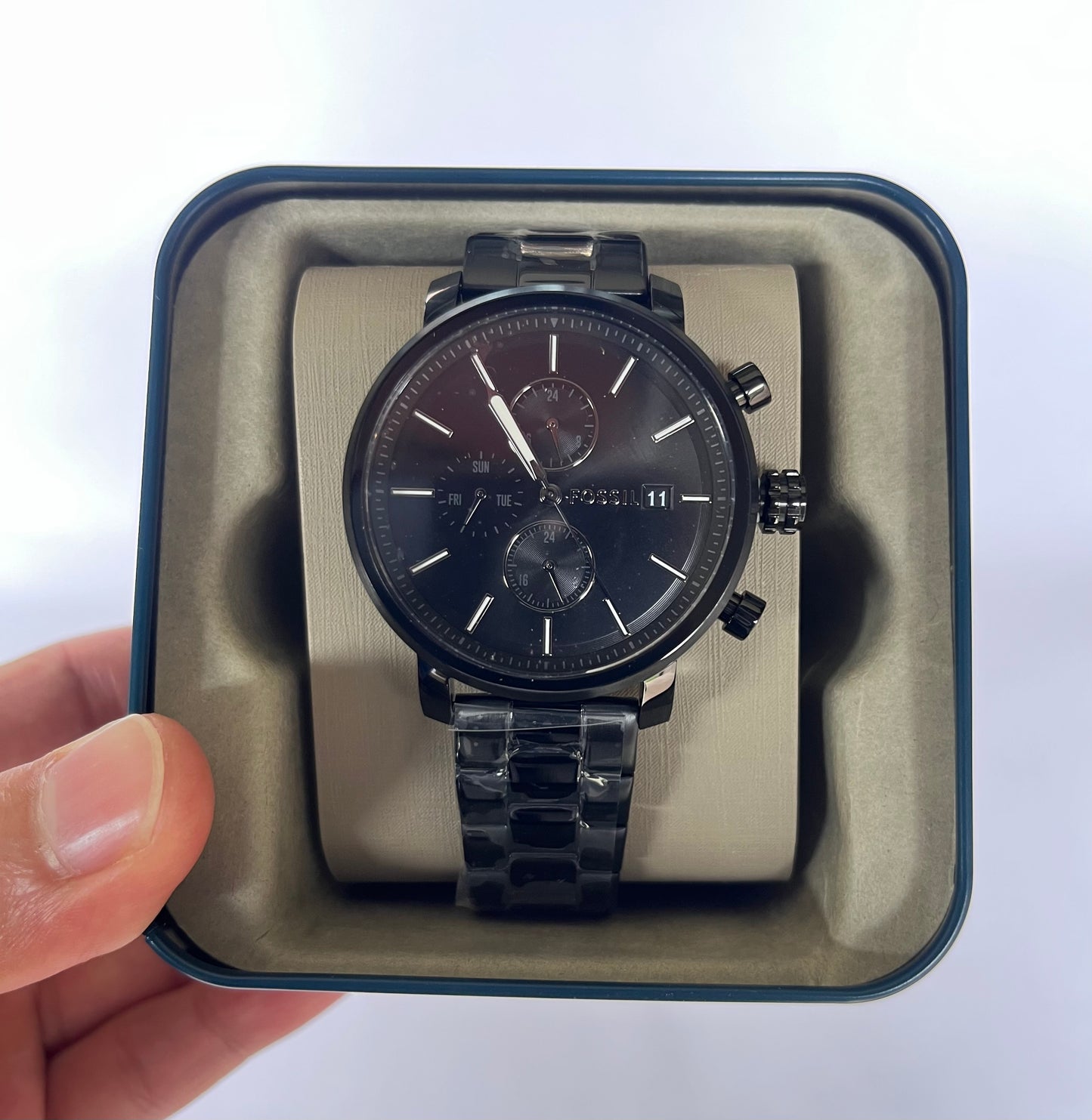 Reloj de caballero Fossil multifunción de acero inoxidable negro Rhett