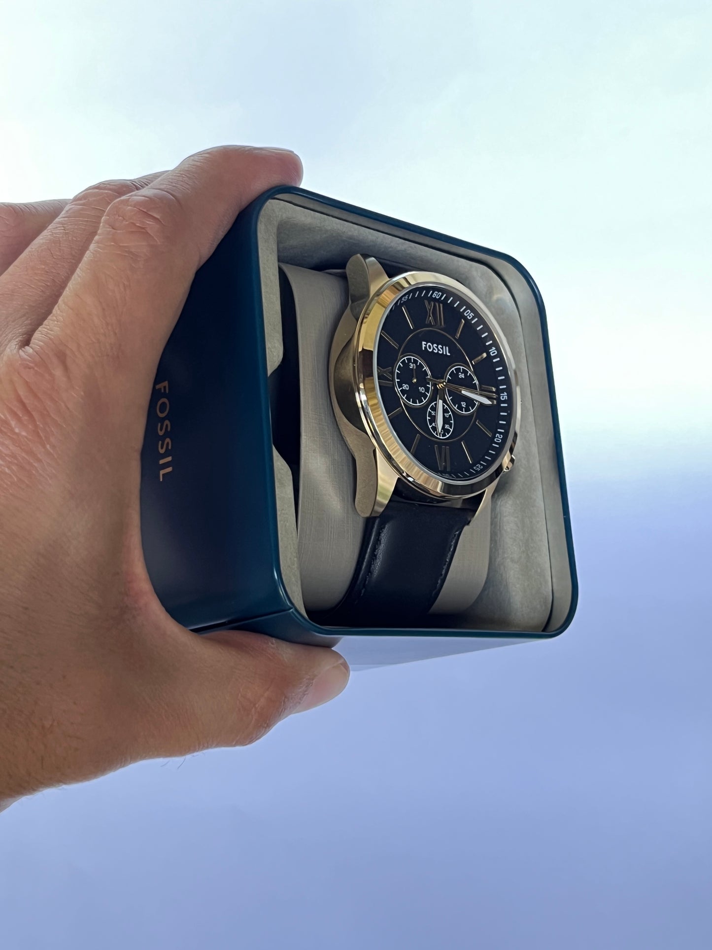 Reloj de caballero Fossil Flynn Chronograph de cuero negro