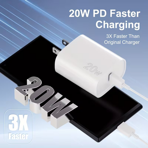 Cargador Rápido 20W USB-C + Cable – Carga Eficiente para iPhone y Android