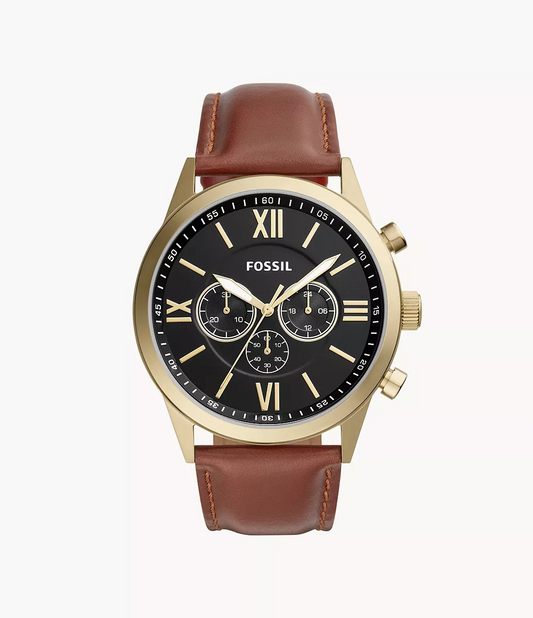 Reloj de caballero Fossil Flynn Chronograph de cuero marrón