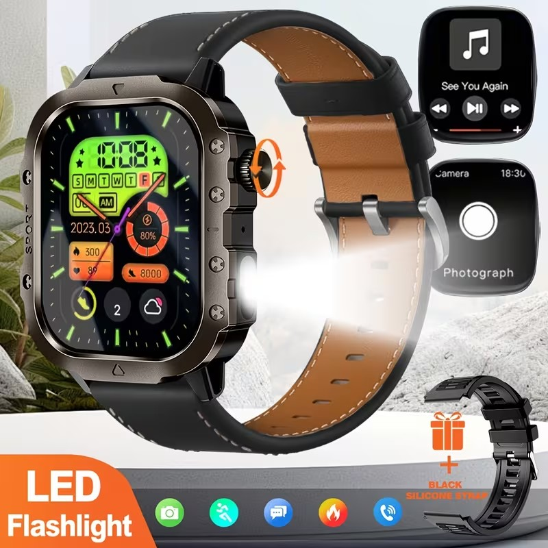 Reloj Inteligente 2.01” para Exteriores 2026 – Fitness, Linterna y Llamadas Bluetooth (Android / iOS)