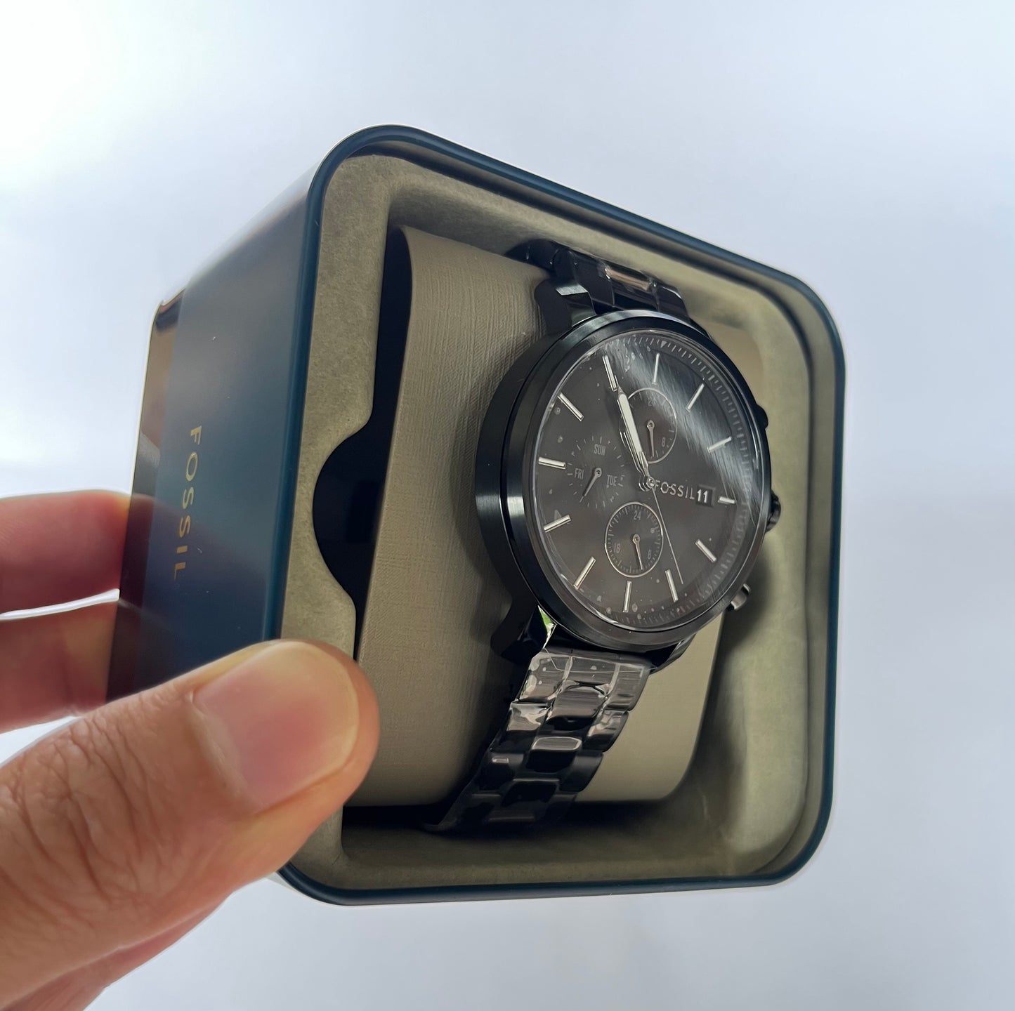 Reloj de caballero Fossil multifunción de acero inoxidable negro Rhett