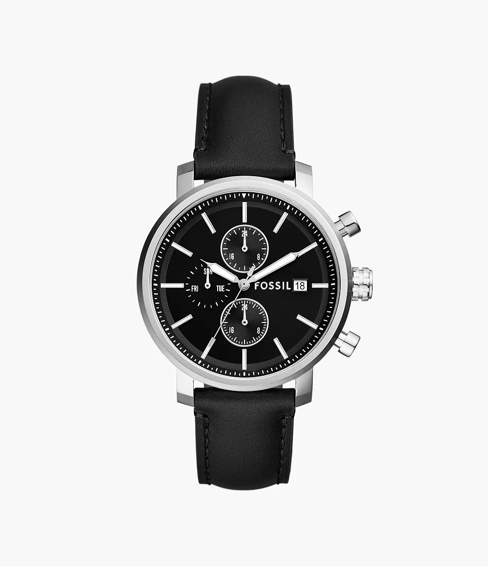 Reloj de caballero Fossil multifunción Rhett de cuero LiteHide™ negro