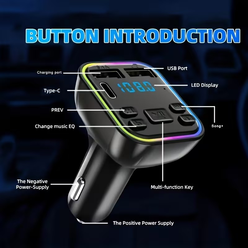 Cargador para Auto con Bluetooth, FM y Carga Rápida – Música, Llamadas y Energía en un Solo Dispositivo