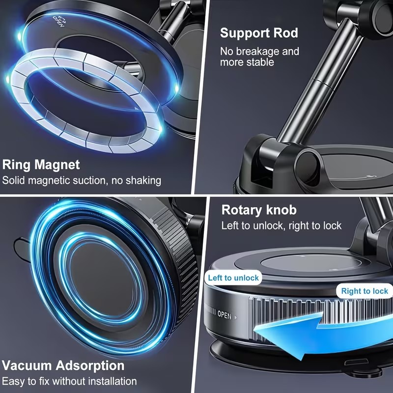Soporte Magnético para Celular 360° – Fijación Súper Fuerte y Uso en Cualquier Lugar
