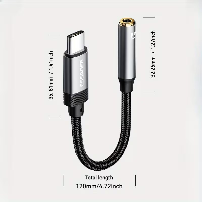 Cable AUX Tipo C a 3.5mm – Conecta tu celular al carro, audífonos o bocinas fácilmente