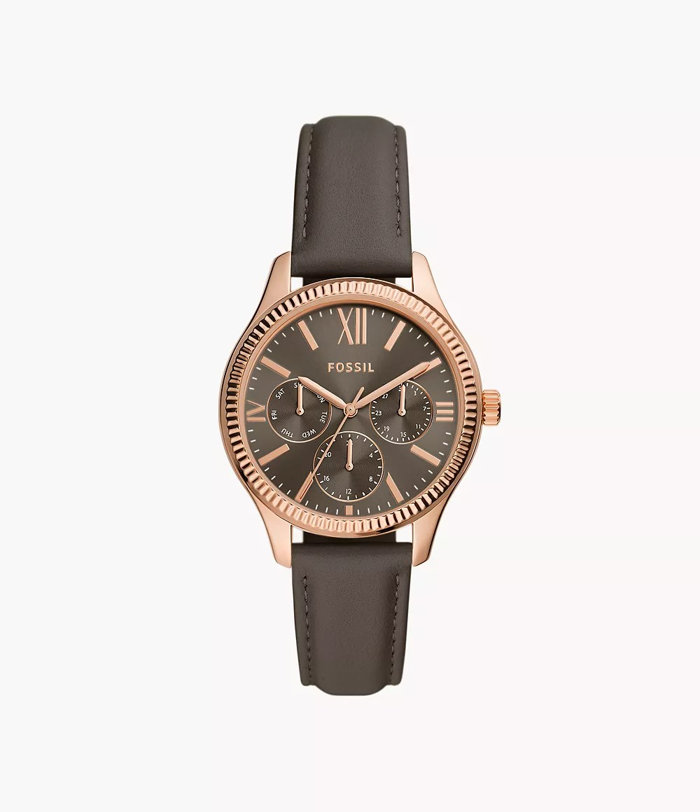 Reloj de dama Fossil Multifunción de Cuero Gris Rye