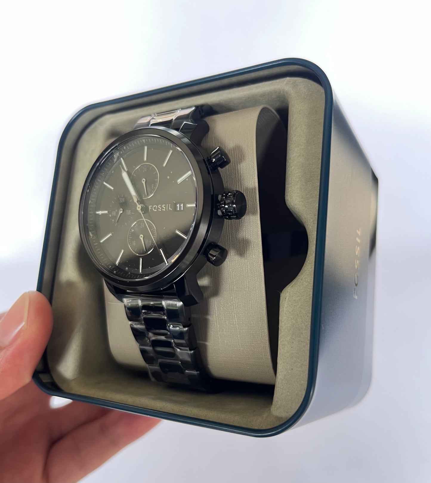 Reloj de caballero Fossil multifunción de acero inoxidable negro Rhett