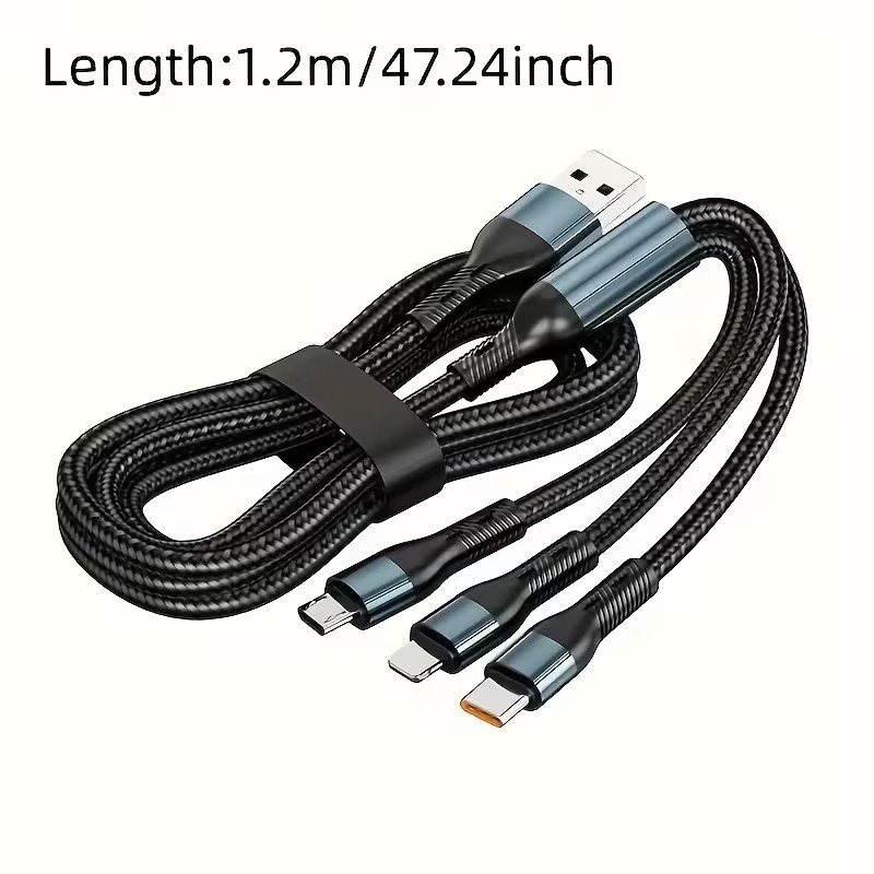 Cable 3 en 1 Carga Rápida – Compatible con iPhone, Android y más