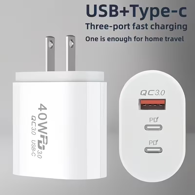 Cargador Rápido 40W Tipo C – Carga Múltiple para iPhone y Android