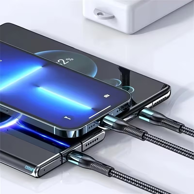 Cable 3 en 1 Carga Rápida – Compatible con iPhone, Android y más