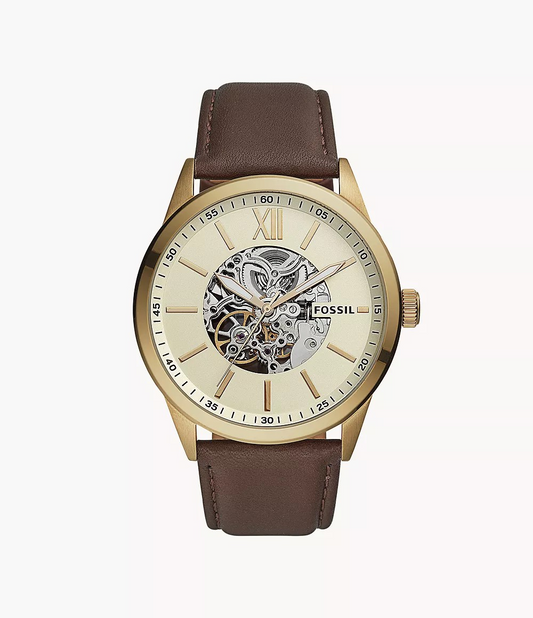 Reloj de caballero Fossil automático Flynn de cuero marrón