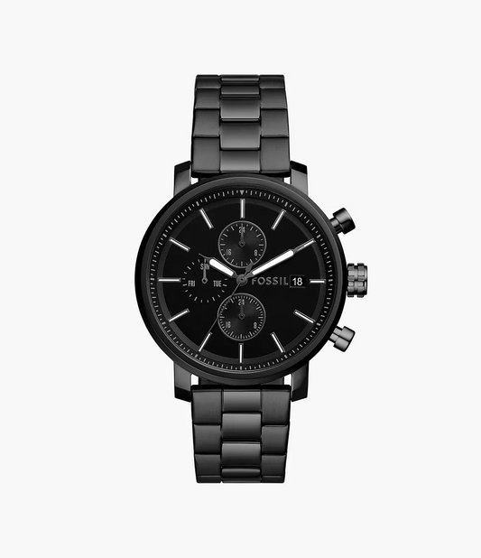 Reloj de caballero Fossil multifunción de acero inoxidable negro Rhett