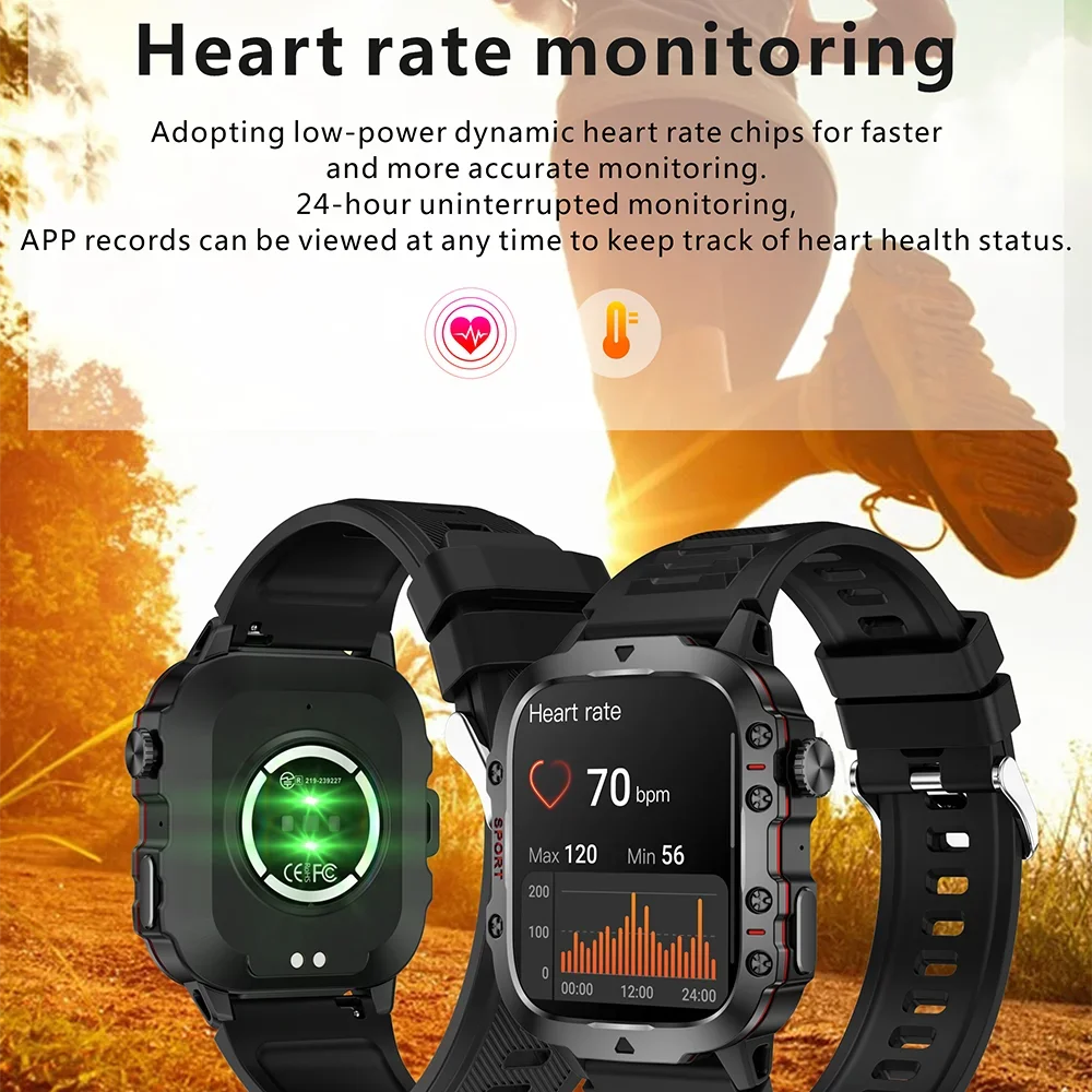 Reloj Inteligente Militar – Fitness, Llamadas Bluetooth, IP68 3ATM (Android / iOS)
