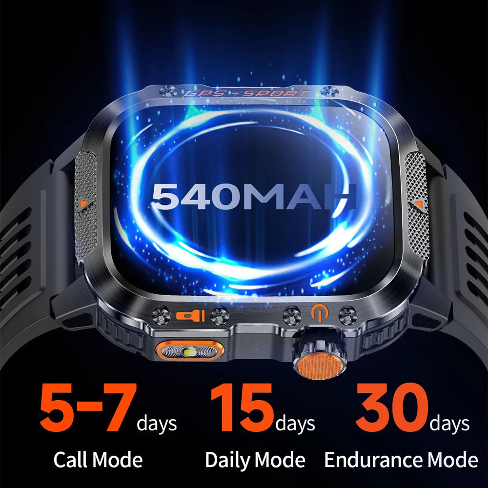 Reloj Inteligente Militar con GPS Real y Brújula – Outdoor 3ATM