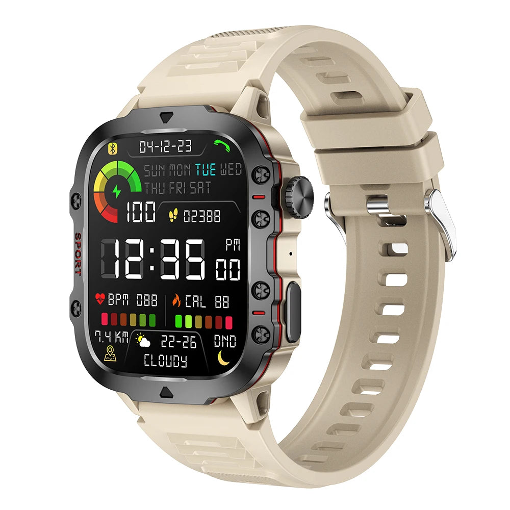 Reloj Inteligente Militar – Fitness, Llamadas Bluetooth, IP68 3ATM (Android / iOS)