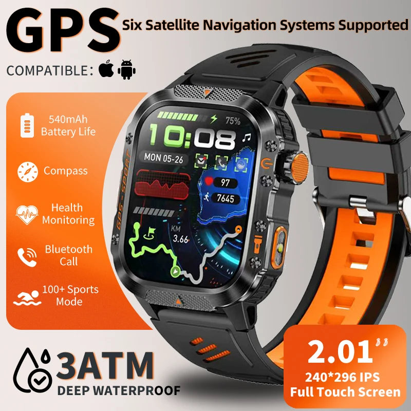 Reloj Inteligente Militar con GPS Real y Brújula – Outdoor 3ATM