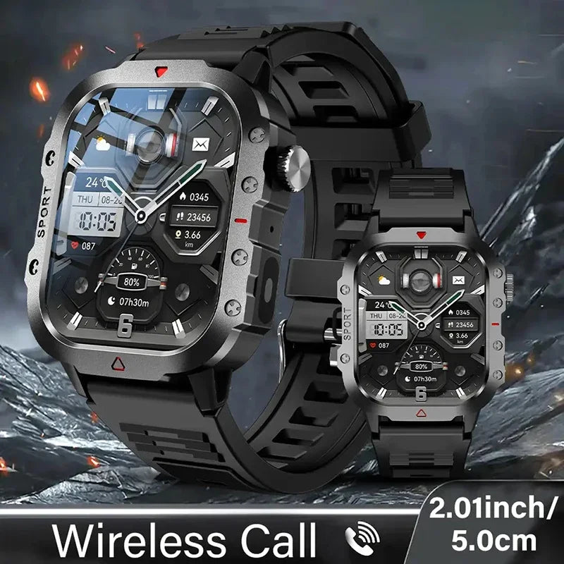 Reloj Inteligente 2.01” para Exteriores 2026 – Fitness, Linterna y Llamadas Bluetooth (Android / iOS)