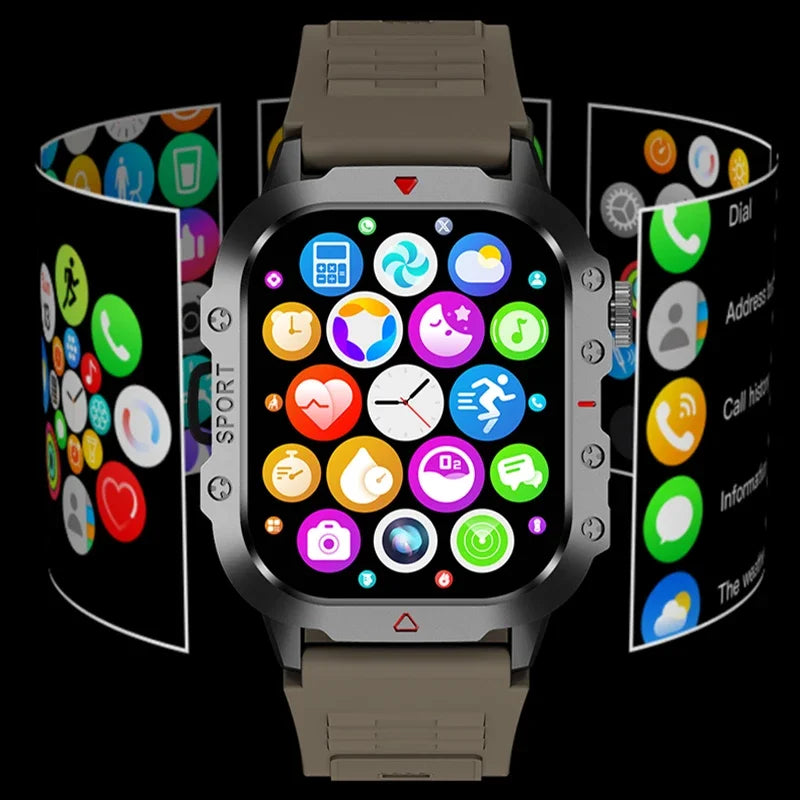 Reloj Inteligente 2.01” para Exteriores 2026 – Fitness, Linterna y Llamadas Bluetooth (Android / iOS)