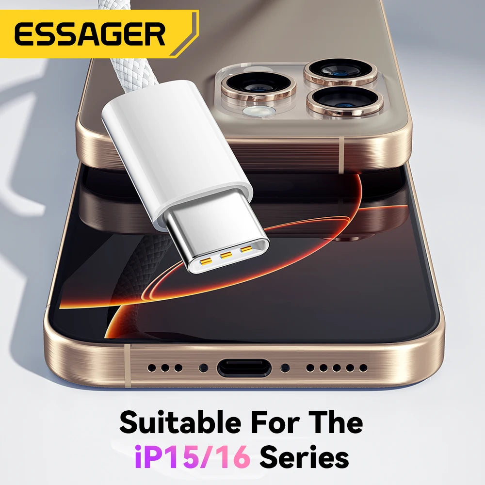ESSAGER Cable USB Tipo C a Tipo C 60W/100W – Carga Rápida PD