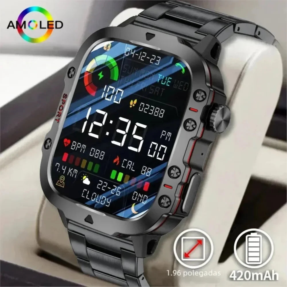 Reloj Inteligente Militar – Fitness, Llamadas Bluetooth, IP68 3ATM (Android / iOS)