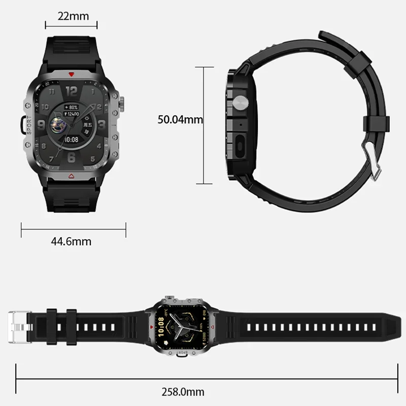 Reloj Inteligente 2.01” para Exteriores 2026 – Fitness, Linterna y Llamadas Bluetooth (Android / iOS)