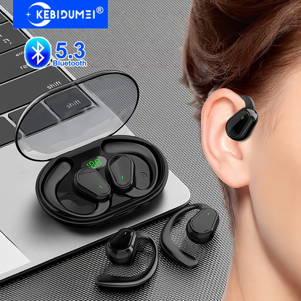 Audífonos KEBIDUMEI Bluetooth 5.3 con Gancho para la Oreja – Oreja Abierta, Estéreo y Reducción de Ruido