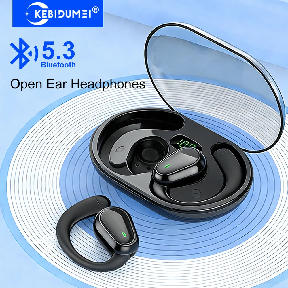Audífonos KEBIDUMEI Bluetooth 5.3 con Gancho para la Oreja – Oreja Abierta, Estéreo y Reducción de Ruido