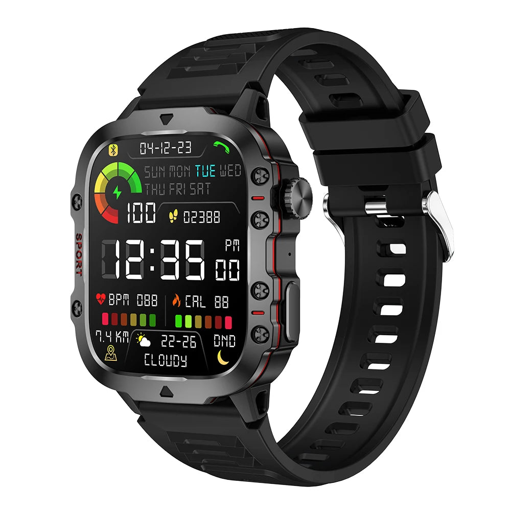 Reloj Inteligente Militar – Fitness, Llamadas Bluetooth, IP68 3ATM (Android / iOS)