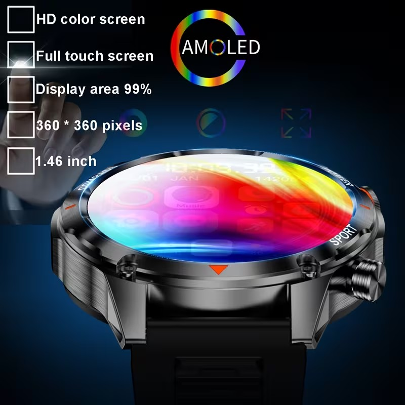Smartwatch Pantalla: 1.46” AMOLED (alta definición) y Batería de Larga Duración