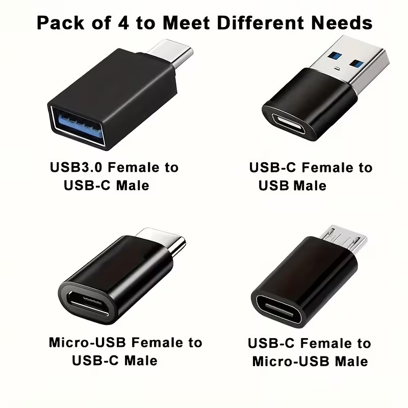 Kit de Adaptadores USB a USB-C (4 en 1) – Conecta Todo Fácil
