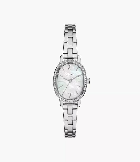 Reloj de dama Fossil Penny de acero inoxidable tono plateado
