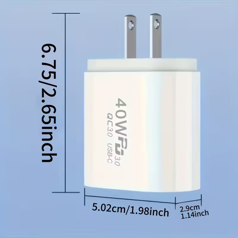 Cargador Rápido 40W Tipo C – Carga Múltiple para iPhone y Android