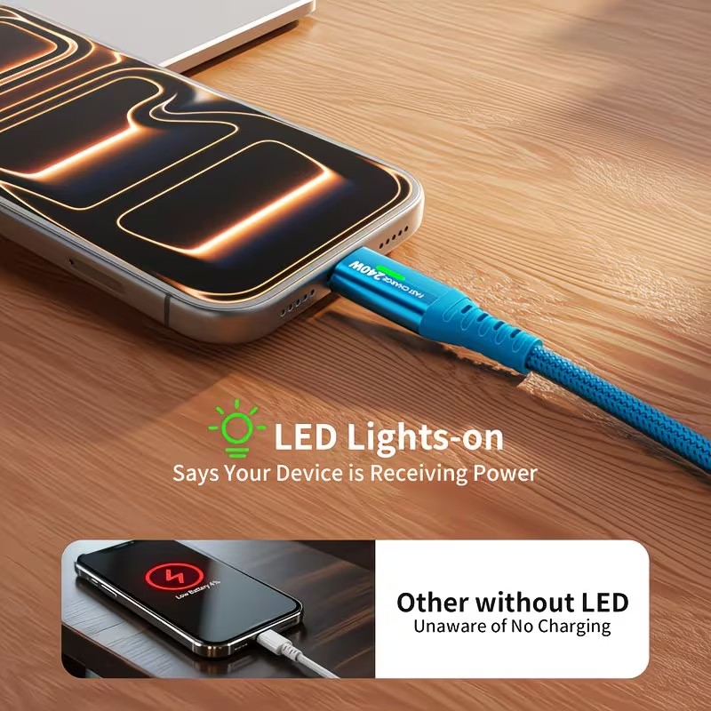 Cable USB-C a USB-C 240W – Carga Súper Rápida con Pantalla y Máxima Resistencia