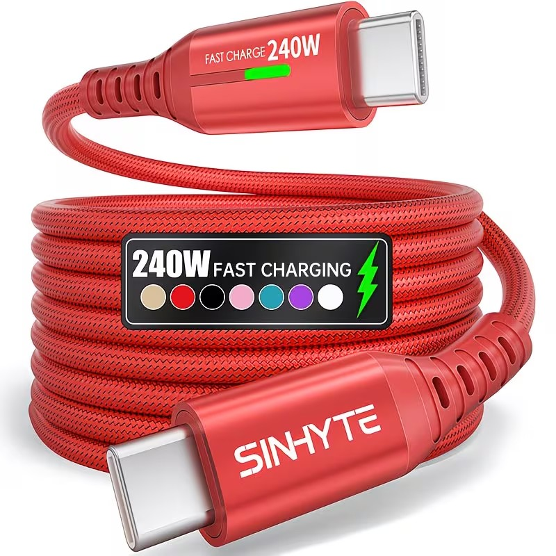 Cable USB-C a USB-C 240W – Carga Súper Rápida con Pantalla y Máxima Resistencia