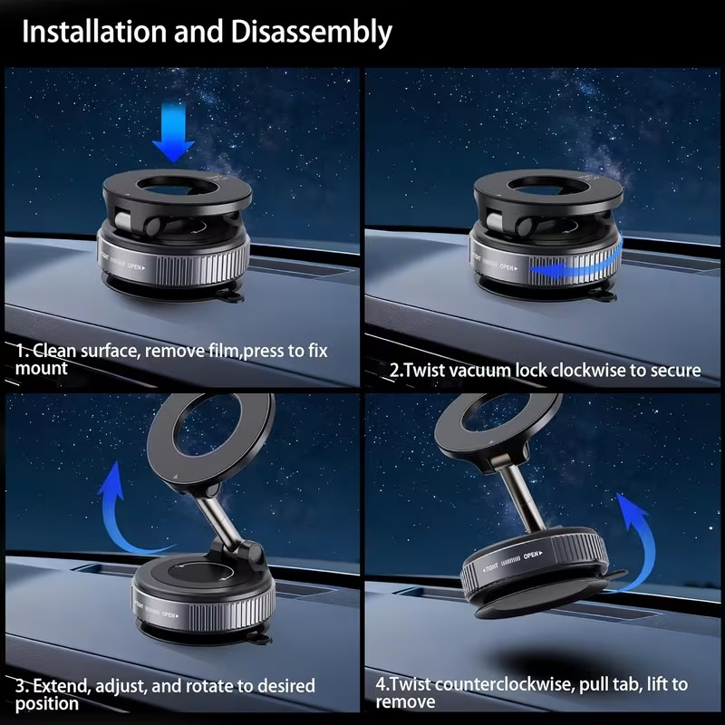 Soporte Magnético para Celular 360° – Fijación Súper Fuerte y Uso en Cualquier Lugar