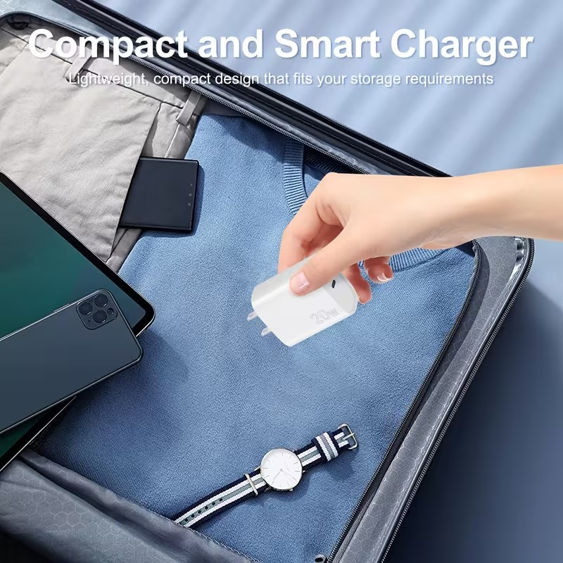 Cargador Rápido 20W USB-C + Cable – Carga Eficiente para iPhone y Android