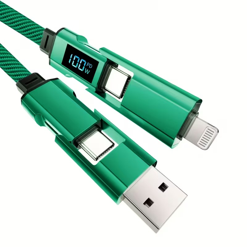 Cable 4 en 1 Carga Rápida 100W con Pantalla Digital