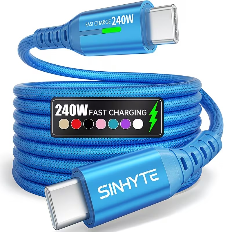 Cable USB-C a USB-C 240W – Carga Súper Rápida con Pantalla y Máxima Resistencia