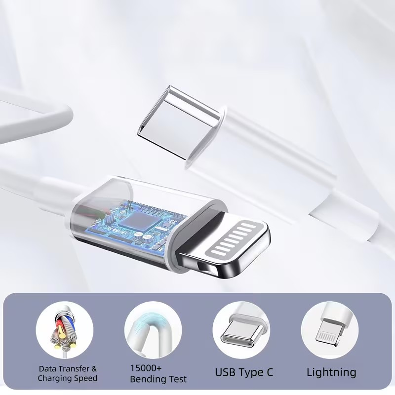 Cargador Rápido PD con Cable Tipo C a Lightning para iPhone