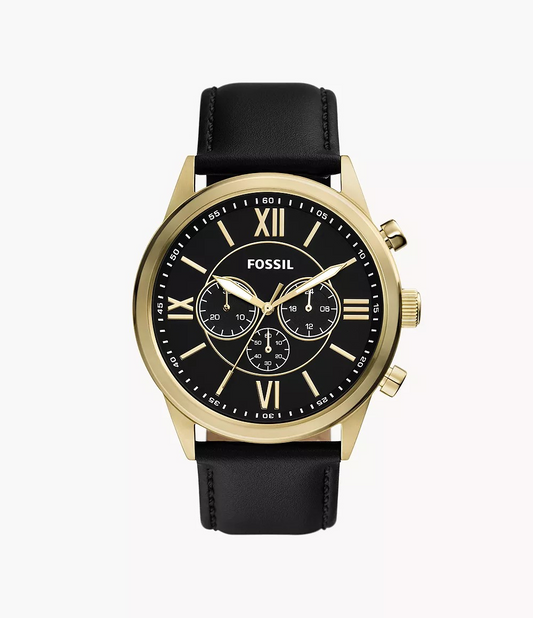 Reloj de caballero Fossil Flynn Chronograph de cuero negro