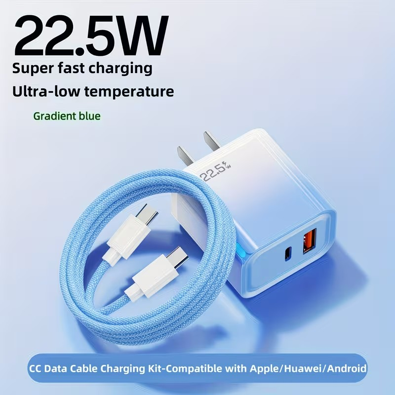 Cargador Rápido GaN 22.5W + Cable – Compacto, Potente y Compatible con Todo