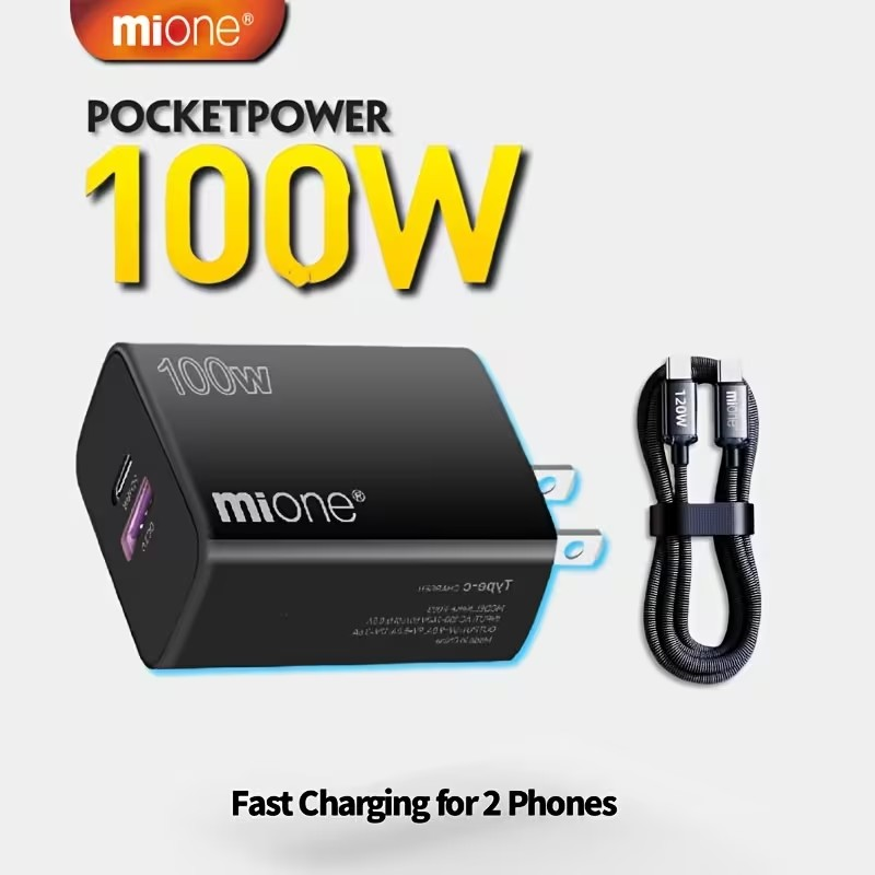 Cargador Súper Rápido 100W + Cable 120W – Doble Puerto para iPhone y Android