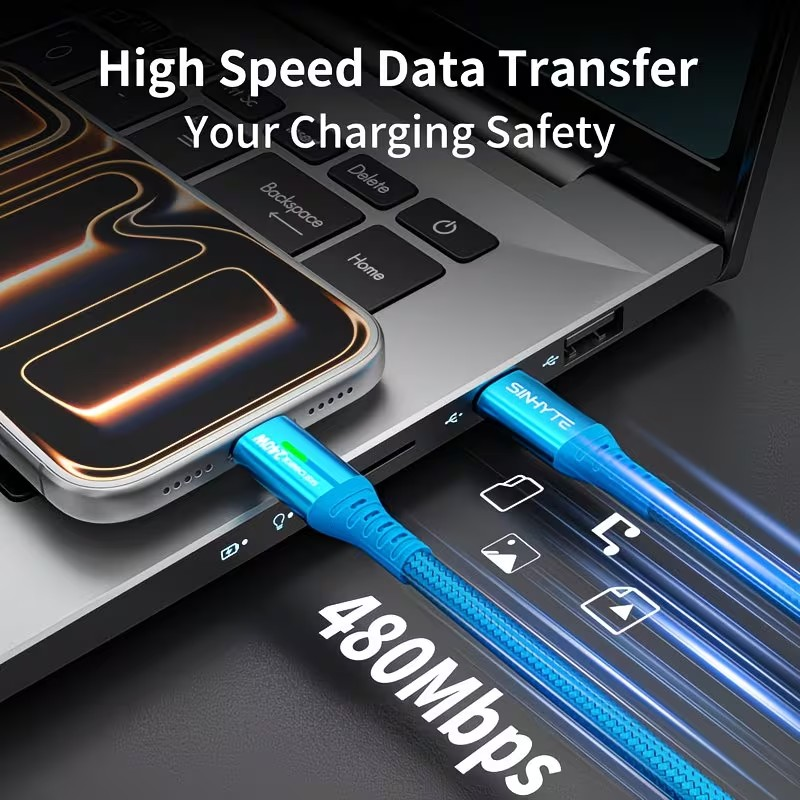 Cable USB-C a USB-C 240W – Carga Súper Rápida con Pantalla y Máxima Resistencia