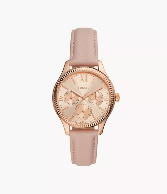 Reloj de dama Fossil multifunción de cuero nude Rye